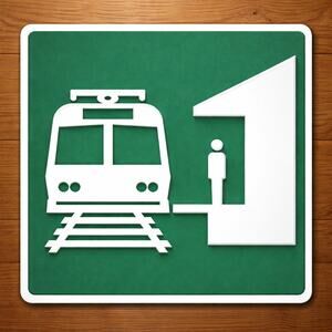 Light Rail Train Station Road Sign Railroad Travel Highway Sign Cross Country
